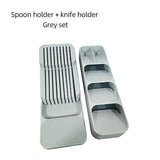 HULIANFU Knife Holder Spoons Storage Plastic Cutlery Drawer Storage Box Durable Plastic Tray Cutlery Rack For Kitchen Storage