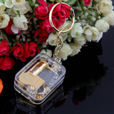 HULIANFU Mechanical Music Boxes 1Pcs Music Box Keychain Movement DIY Play Set Acrylic Handy Crank Children Birthday Gifts Kids Toys