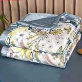 HULIANFU Summer Blanket Ice Silk Quilt Cool Feeling Nap Knee Air Conditioning Quilt Adult Children Washable Bedding