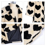 Hulianfu Winter Women Warm Faux Fur Coat Love Pattern Women Long Coat Turn Down Collar Women Warm Plush Coat Classic Coat Loose