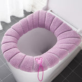 HULIANFU Winter Warm Toilet Seat Cover Closestool Mat 1Pcs Washable Bathroom Accessories Knitting Pure Color Soft O-shape Pad Bidet Cover