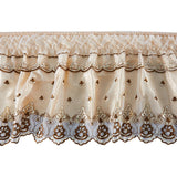 HULIANFU Top Selling Delicate Double Layers Luxury Stereoscopic Embroidered Flowers Lace Ruffle Bed Skirts with Strong Elastic Bed Cover
