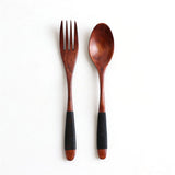 HULIANFU Natural Wooden Spoon &amp; Fork Dinner Kit Rice Soups Utensil Cereal Handmade  Home Tableware Dinnerware Cutlery For Kicthen