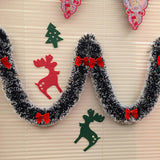 HULIANFU New 2M Christmas Garland Home Party Wall Door Decor Christmas Tree Ornaments Tinsel Strips with Bowknot Party Supplies U3