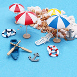 HULIANFU Ocean Beach Style Miniatures Artificial Sunshade Umbella Chair Anchor Micro Landscape For Garden Pastoral DIY Accessories Decor