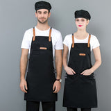 HULIANFU Long Apron Denim Restaurant Hotel Waist Chef Apron Bar Pub Kitchen Waiter Waitress Cook Apron Universal Cooking Hat Caps 56-58cm