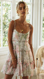 hulianfu hulianfu Floral Print Boho Sundress Women Ruffle Summer Dress Casual Beach Short Dress Flower Vintage Dress Women Fashion Clothes