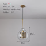 HULIANFU Sliver Bronze Loft Modern Pendant Light Glass Ball Hanging Lamp Kitchen Light Fixture Dining Hanglamp  Living Room Luminaire