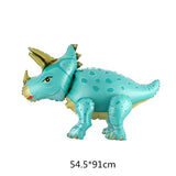 HULIANFU Large 4D Walking Dinosaur Foil Balloons Jungle Animal Boys Birthday Party Decors Jurassic  Standind Dragon Kids Toys Air Globos