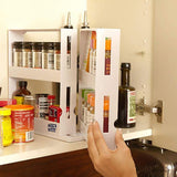 HULIANFU Rotating Storage Rack Kitchen Organizer Spice Storage Rack Cabinet Holder Multifunctional Makeup Storage Bathroom Trolley