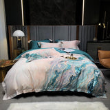 HULIANFU Marble printed Duvet cover Modern Art Abstract 1000TC Egyptian Cotton Soft Bedding Sets 1Duvet Cover+1Bed Sheet+2Pillow Shams
