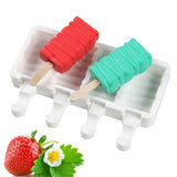 HULIANFU Silicone Ice Cream Mold DIY Homemade Popsicle Moulds Freezer 4 Cell Small Size Ice Cube Tray Popsicle Barrel Makers Baking Tools