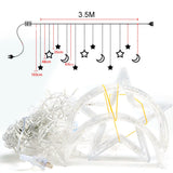 HULIANFU Star Moon Led Curtain Garland String Light Eid Mubarak Ramadan Decoration Islam Muslim Party Decor Eid Al Adha Gift Eid Mubarak
