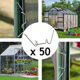HULIANFU Promotion! 50Pcs Stainless Steel Greenhouse W Clips Spring Wire Glazing Glass Frame Fixing Clamp