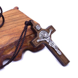 HULIANFU Retro Jesus Cross Necklace Wood Metal Pendant Jewelry Men Women Catholic Religious Christian Charm Gift High Quality