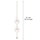 HULIANFU Metallic Hoop Moon Suncatcher Ornament Wind Chimes Crystal Prisms Hanging Rainbow Chaser Window Curtains Pendant Home Decor Gift