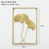 HULIANFU Nordic Metal Leaf Plant Wall Decor Wrought Iron Wall Hanging Non-perforated Wall Mural Living Room Bedroom Home Decoration Hot