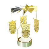HULIANFU Silver Gold Candlesticks Rotating Romantic Rotation Spinning Carrousel Tea Light Candle Holder Dinner Wedding Bar Party