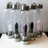 HULIANFU water bottle Drop Shipping Natural Crystal Point Healing Obelisk Wand Elixir Quartz Crystal Water Bottle To wand heals energy st