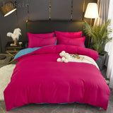 HULIANFU Pure Color Double Duvet Single Twin Comforter Bedding Set 2/3 Bed Cover Set King Queen Size Bed Box Duvets Linen Quilt Cover