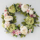 HULIANFU Peony simulated garland Rattan ring decoration Photography props Wedding wreath Flower home door Decoration