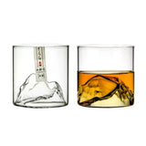 HULIANFU Japan 3D Mountain Whiskey Glass Glacier Old Fashioned Whisky Rock Glasses Whiskey-glass Wooden Gift Box Vodka Cup Wine Tumbler