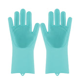 HULIANFU Silicone Dishwashing Cleaning Glove Magic Scrubber Sponge Rubber Glove for Washing Dish Kitchen Car Bathroom Pet Brush Cleaner
