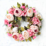 HULIANFU Peony simulated garland Rattan ring decoration Photography props Wedding wreath Flower home door Decoration