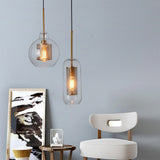 HULIANFU Sliver Bronze Loft Modern Pendant Light Glass Ball Hanging Lamp Kitchen Light Fixture Dining Hanglamp  Living Room Luminaire