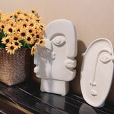 HULIANFU Nordic Creative Ceramic Face Vase Simple Decoration Bedroom Decor Livingroom Porch Flower Arrangement Home Decoration Art Vase