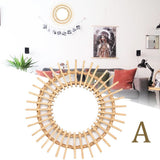 HULIANFU Rattan Innovative Art Decor Round Makeup Mirror Dressing Bathroom Wall Hanging Mirror Nordic Wall Hanging Makeup Mirror