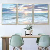 HULIANFU Sunrise Coastal Decorative Canvas Poster Blue Sea Landscape Picture Waves Canvas Painting Print Beach Wall Art Picture Home Deco