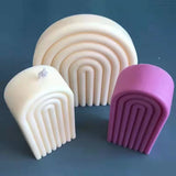 HULIANFU New Art Geometric Rainbow Arch Candle Silicone Mold 3D Handmade Craft Aromatherapy Candle Soy Wax Mould Making Supplies