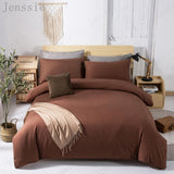 HULIANFU Pure Color Double Duvet Single Twin Comforter Bedding Set 2/3 Bed Cover Set King Queen Size Bed Box Duvets Linen Quilt Cover