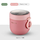 HULIANFU Portable Breakfast Cup With Lid and Spoon Multifunction Oatmeal Cup Cereal Nut Yogurt Mug Snack Cups Small lunch box soup bowl