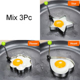 HULIANFU Stainless Steel 5Style Fried Egg Pancake Shaper Omelette Mold Mould Frying Egg Cooking Tools Kitchen Accessories Gadget Rings