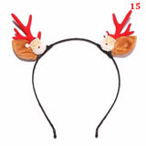 HULIANFU 2023 Christmas Headband Reindeer Antlers Horn Flower Hair Band Clasp Headwear for Kids Adult New Year Navidad Party Halloween Cosplay