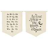 HULIANFU Nordic Hanging Canvas Pennant Kids Room Wall Banner Home Decoration Ornaments J0PC