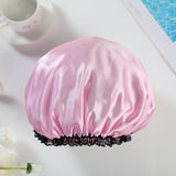 HULIANFU Waterproof Shower Cap Double Layer Elastic Bath Hat Bathing Cap For Women Spa Bathing Accessory Hair Salon Bathroom Product