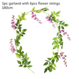HULIANFU 2023 Green Eucalyptus Leaves Garland Wisteria Artificial Flowers Rattan Fake Plant Silk Leaf Vines For Wedding Birthday Party Decor