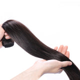 HULIANFU Queenlife 40 42 Inch Straight Human Hair Bundles With 13x4 Frontal Pre Plucked Brazilian Virgin Hair Lace Frontal With 3 Bundles