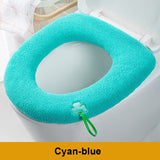 HULIANFU Winter Warm Toilet Seat Cover Closestool Mat 1Pcs Washable Bathroom Accessories Knitting Pure Color Soft O-shape Pad Bidet Cover
