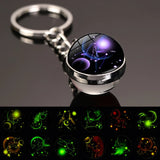 HULIANFU New 12 Constellation key ring Starry Sky Luminous Keychain Time Stone Glass Ball Key Chain Accessories Pendant Key Chain Gifts