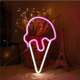 HULIANFU Night Ligh USB Powered Banana Cactus Pineapple Coconut Tree Love Popsicle Hello Rose Led Backplane Neon Lights for Bedroom Decor