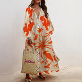 hulianfu Spring Elegant Floral Print Tassel Long Party Dress Vintage Long Lantern Sleeve Ladies Dresses Women V Neck Casual Loose Dress