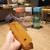 HULIANFU Square Frosted Water Cup Portable Leakproof With Rope Sports Cup Square Cup Bottles  Sports Cup with Portable Milk RopeWater Cup