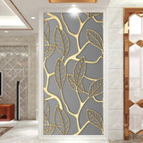 HULIANFU  Simulation Of Gilt Leaves DIY Door Stickers Home Decoration Wall Sticker Kitchen Art Mural Peel &amp; Stick Waterpoof PVC Wallpaper