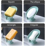 HULIANFU Leaf Shape Soap Box Drain Soap Holder Box Bathroom Accessories Toilet Laundry Soap Box Bathroom Supplies Tray Gadgets