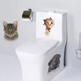 HULIANFU Toilet Stickers 3D Cat Vivid Wall Sticker  Fashion Lovely Animal Pvc Waterproof Decal For Bathroom Toilet Kicthen Decorative