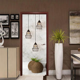 HULIANFU Self-adhesive modern lighting art door sticker home decoration door cover wall sticker mural porch wallpaper poster